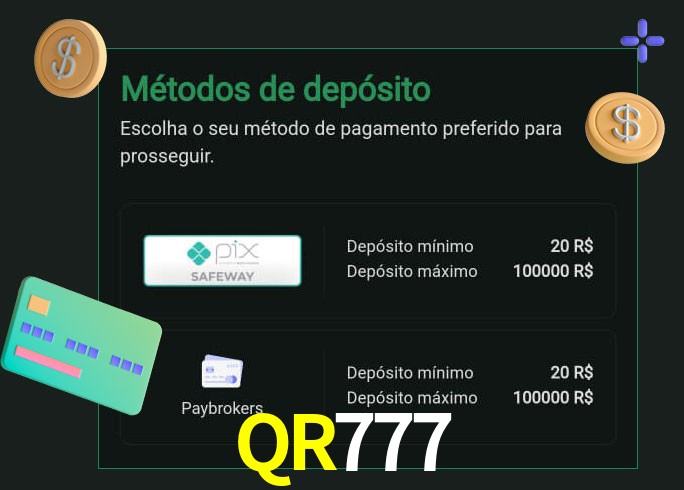 O cassino QR777 oferece uma grande variedade de métodos de pagamento
